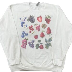 Vintage Style Botanical Berry Print Sweatshirt – Whimsical Graphic Pullover